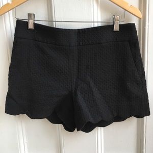 Black Scallop Hem Shorts
